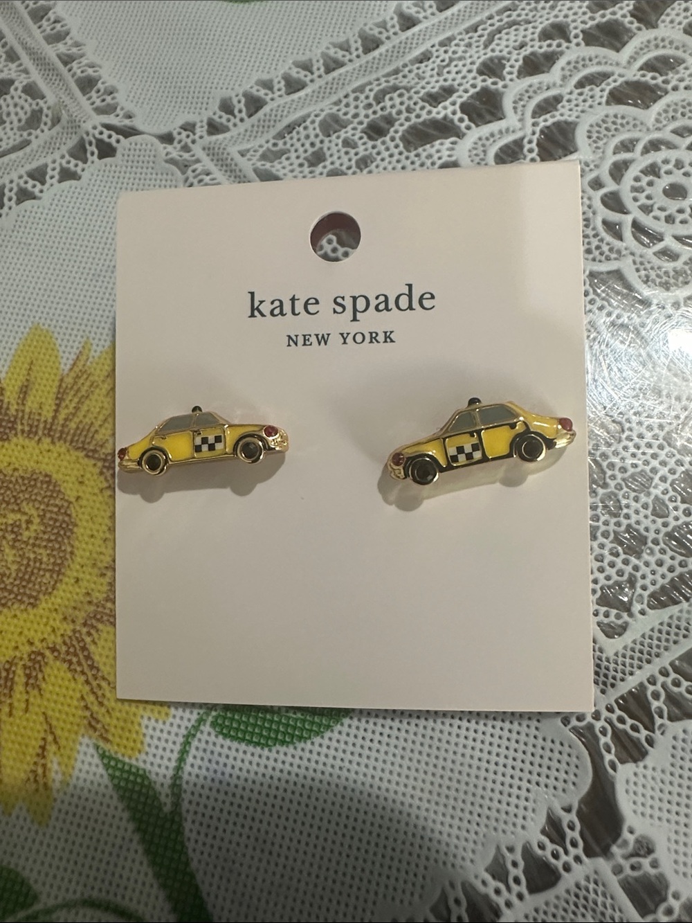 kate spade Yellow Taxi Enamel Kids Car Earrings